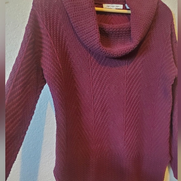 💚5/$25 888 Burganday Cotton Cowel Neck Split Side Knit Sweater Medium - Picture 2 of 6